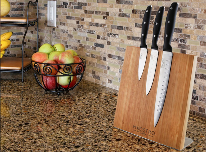 Bamboo Wood Magnetic Knife Block