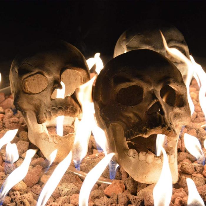 Human Skull Fire Log