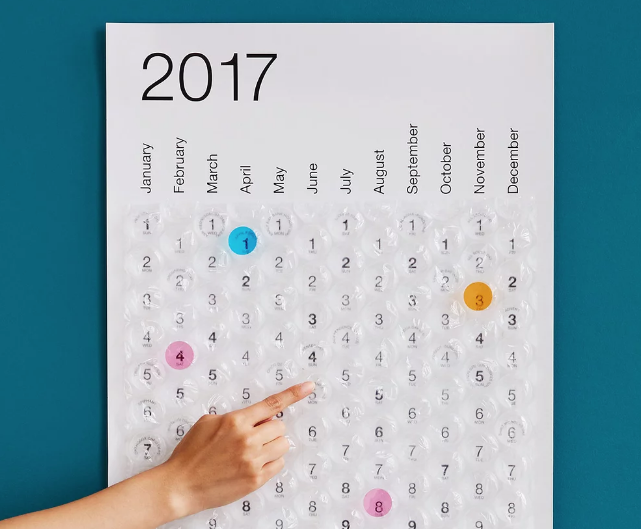 Bubble Wrap Calendar